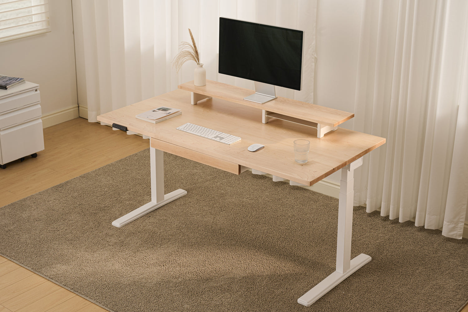 Maple Vernal Core3 Solid Hardwood Standing Desk White-2