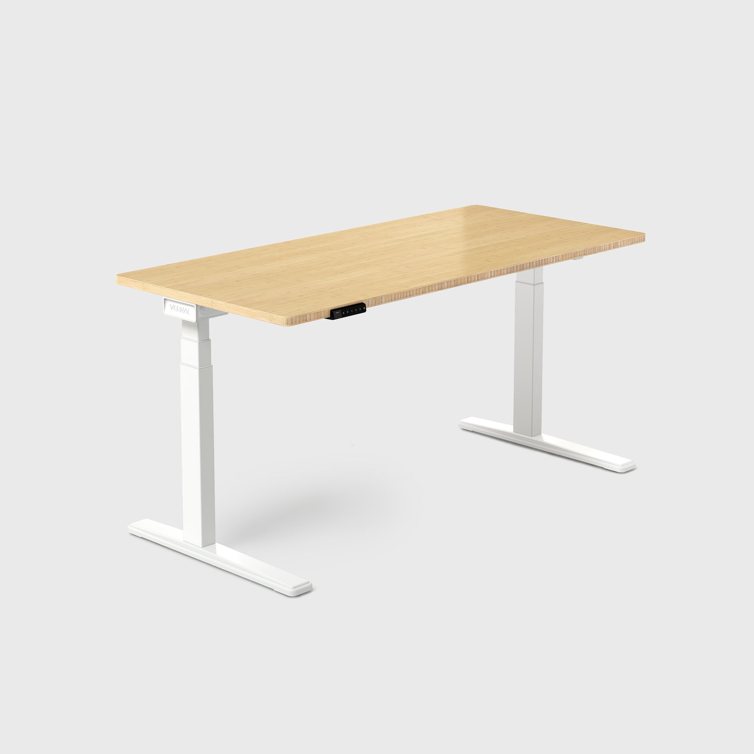 Natural Bamboo Vernal Core3 Standing Desk with White Frame