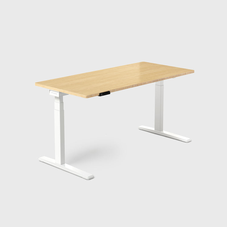 Natural Bamboo Vernal Core3 Standing Desk with White Frame