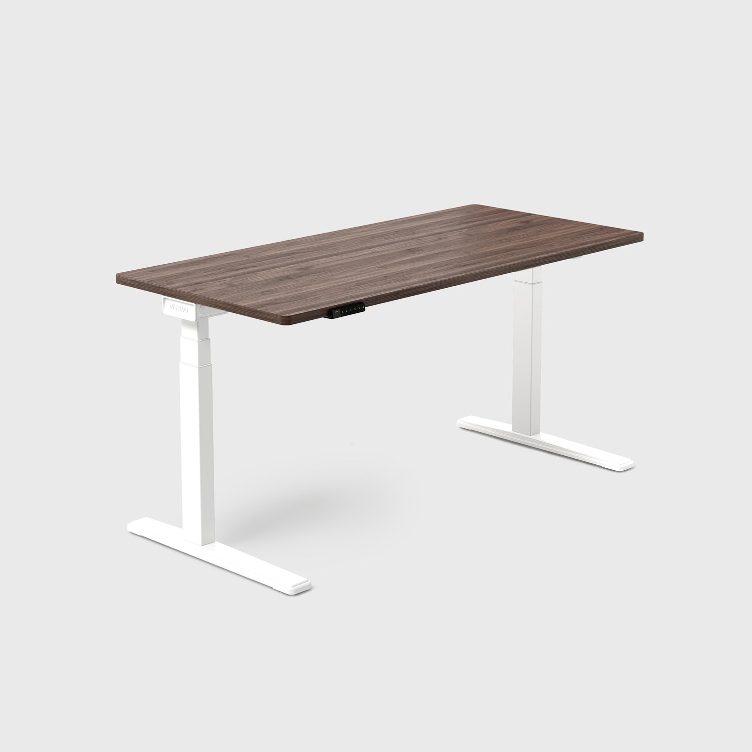 Laminate Walnut Vernal Core3 Standing Desk with White Frame