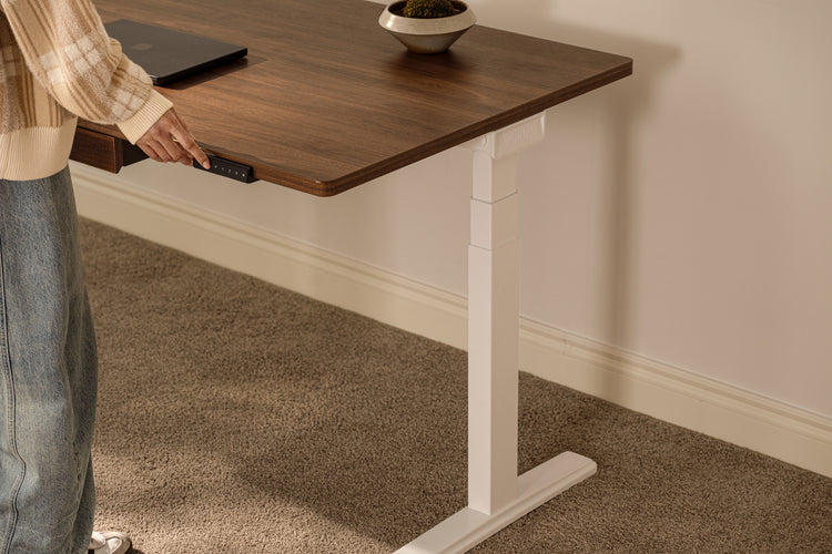 Laminate Walnut Vernal Core3 Standing Desk with White Frame-4