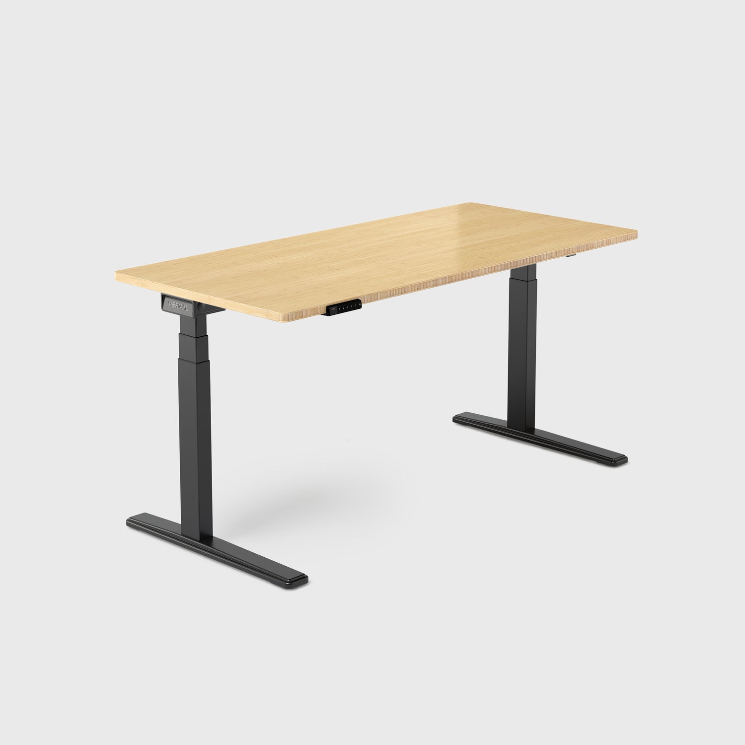 Natural Bamboo Vernal Core3 Standing Desk with Black Frame