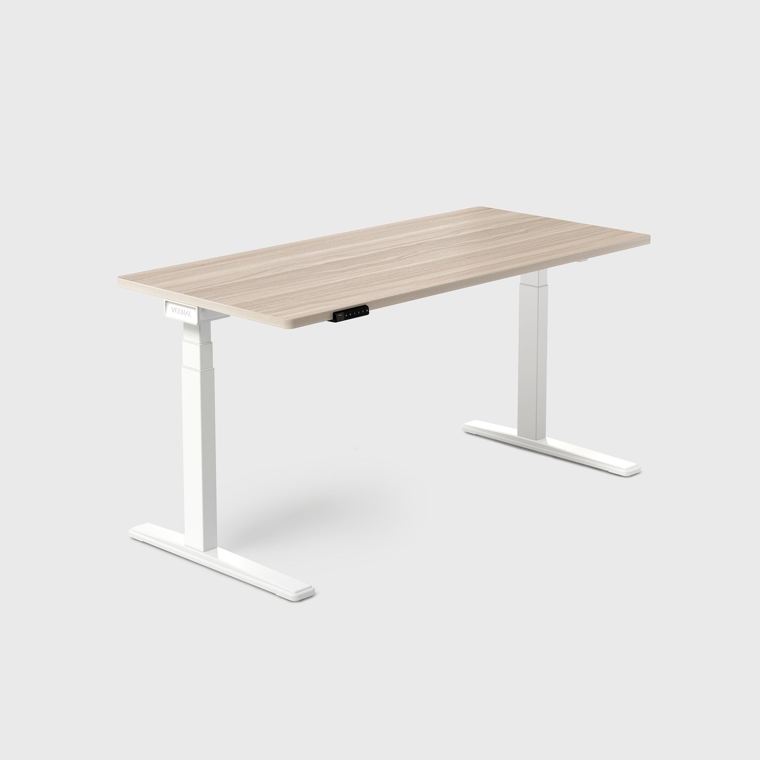 Laminate Light Walnut Vernal Core3 Standing Desk with White Frame