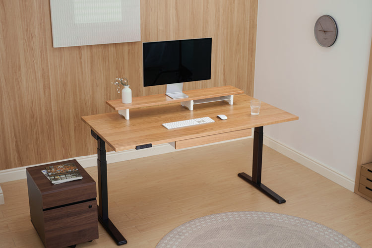 Cherry Vernal Core3 Solid Hardwood Standing Desk Black-2