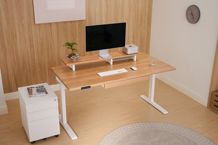 Cherry Vernal Core3 Solid Hardwood Standing Desk White-2