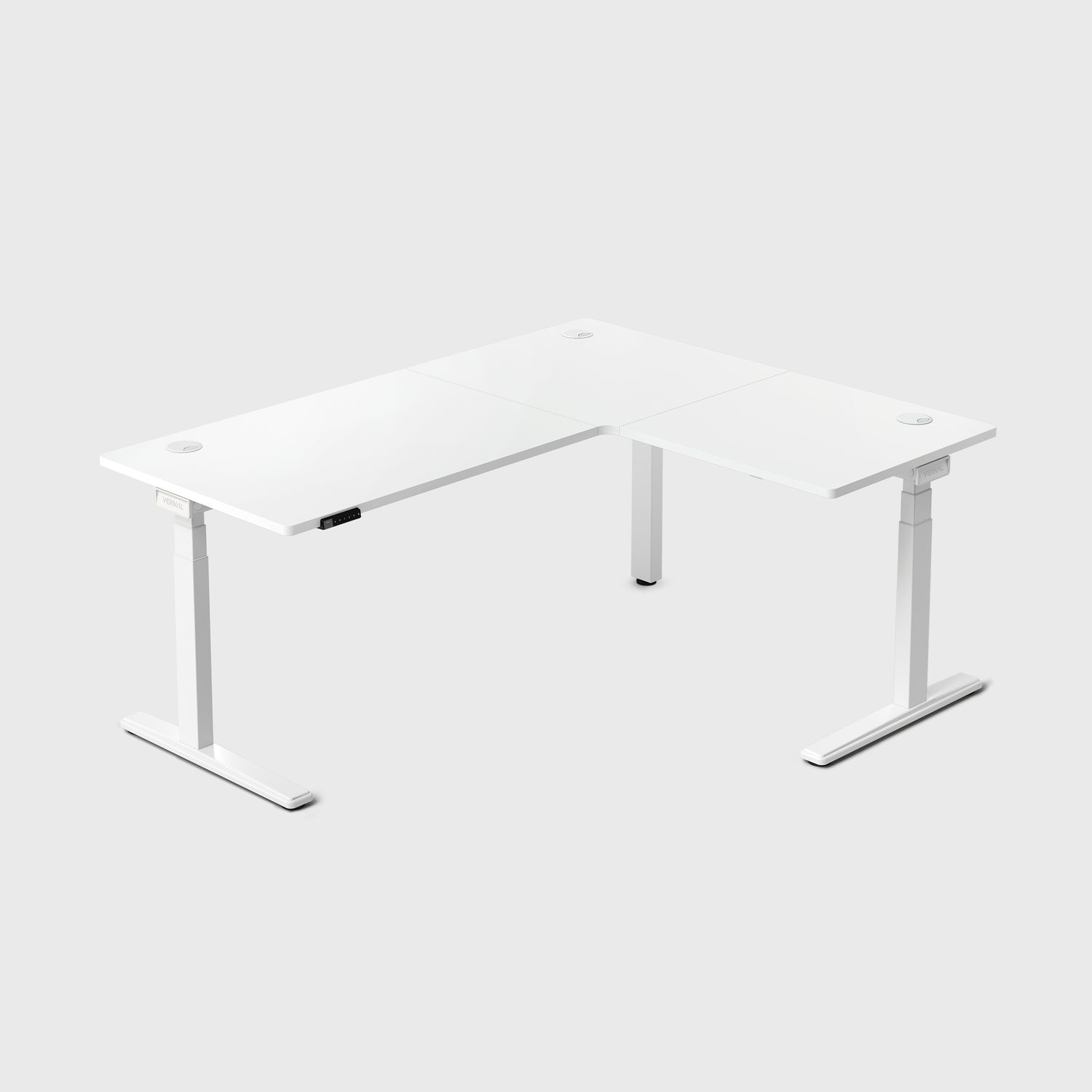 White Core3 L-shape Standing Desk with White Frame Right