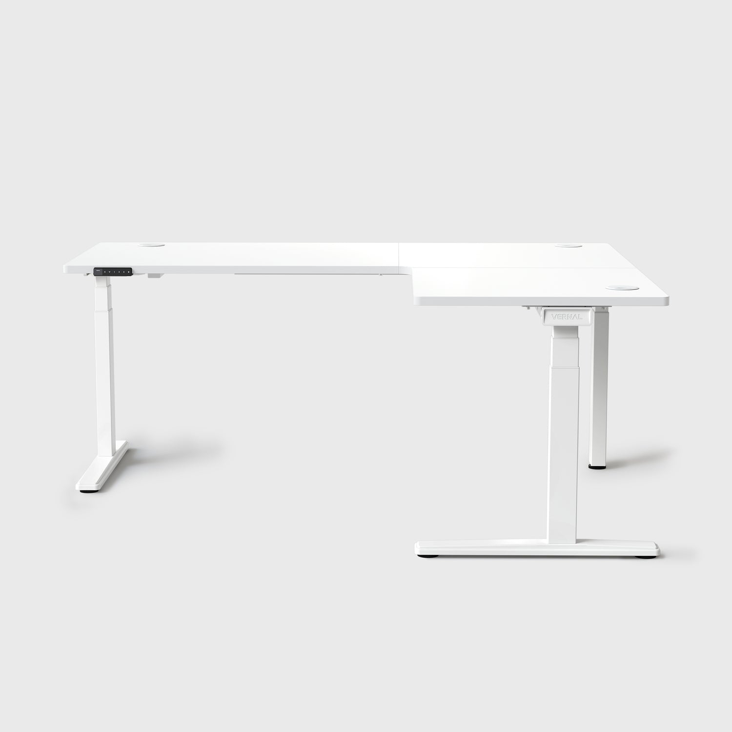 White Core3 L-shape Standing Desk with White Frame Right-2