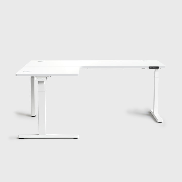 White Core3 L-shape Standing Desk with White Frame Left-2