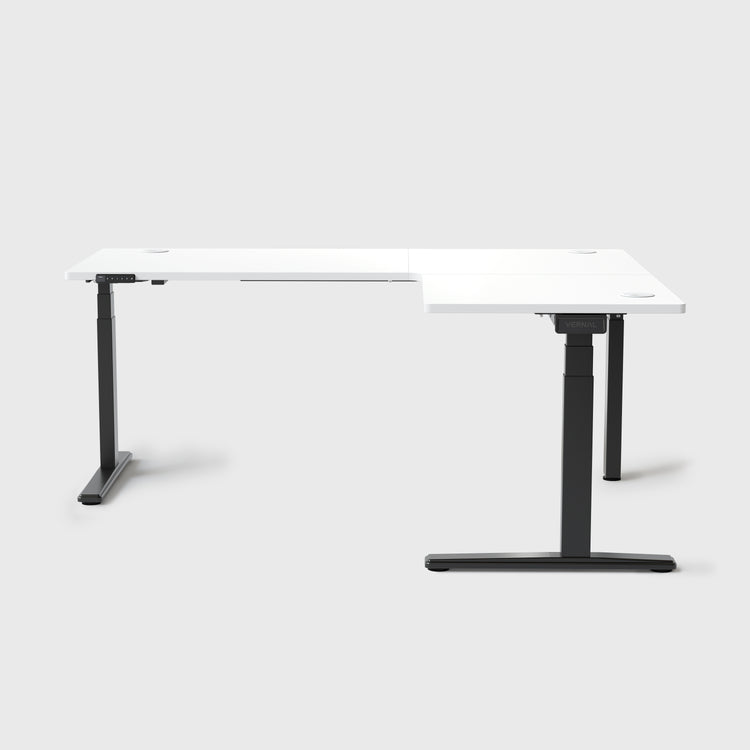 White Core3 L-shape Standing Desk with Black Frame Right-2