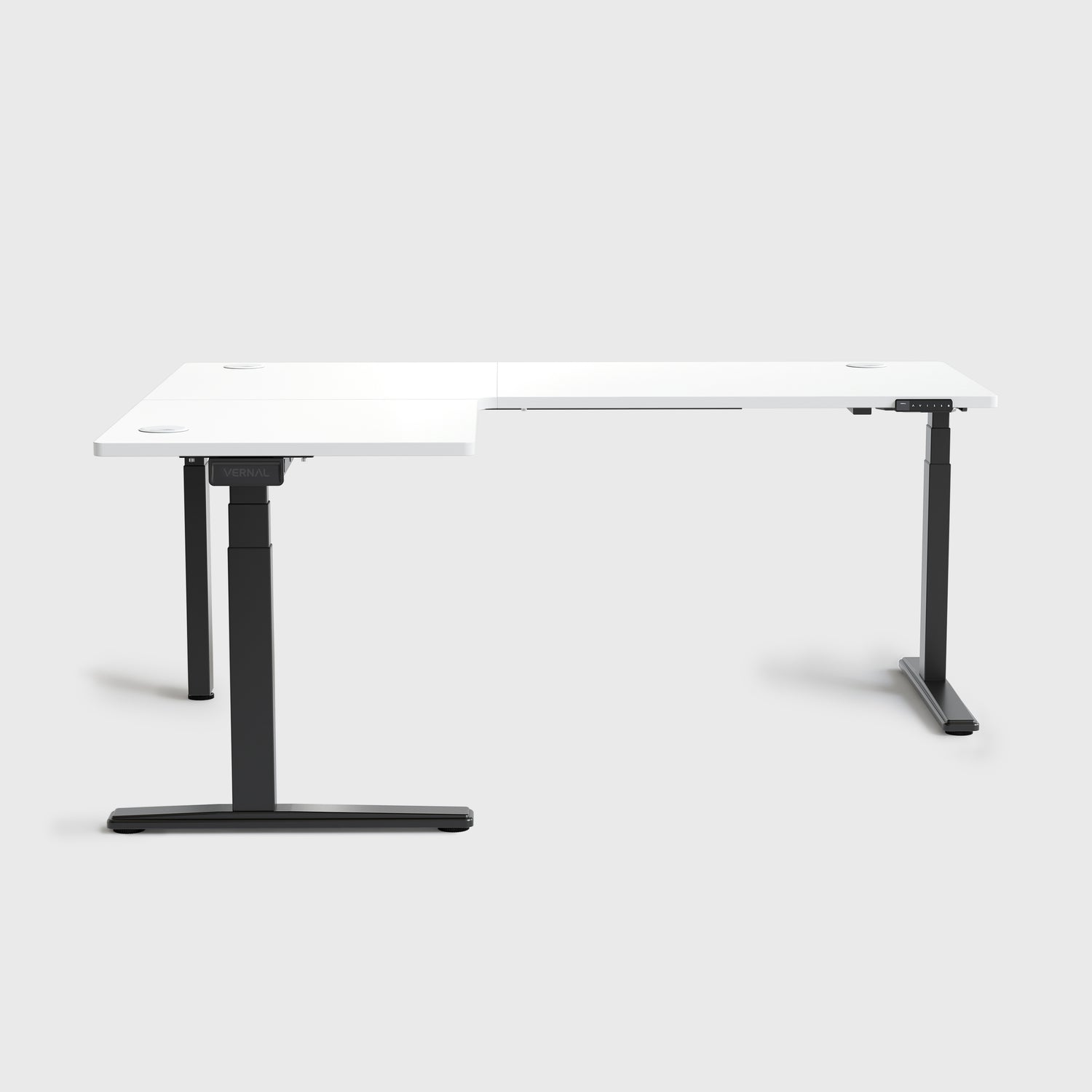 White Core3 L-shape Standing Desk with Black Frame Left-2