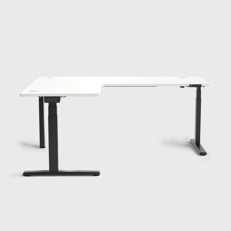 White Core3 L-shape Standing Desk with Black Frame Left-2