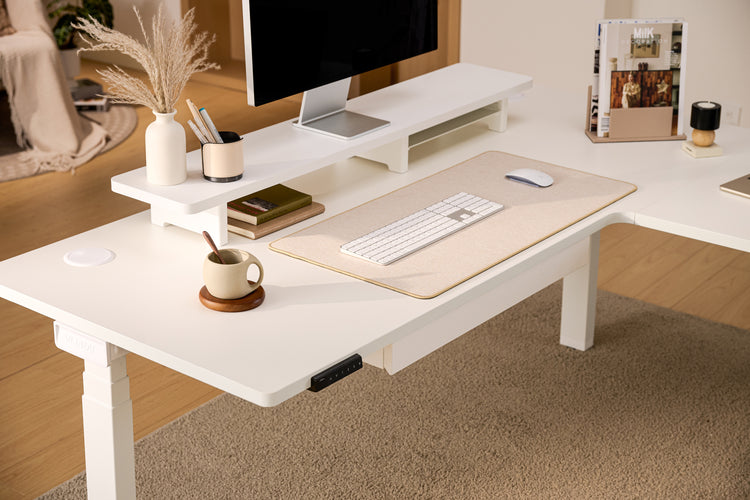 White Core3 L-shape Standing Desk with White Frame Left-3