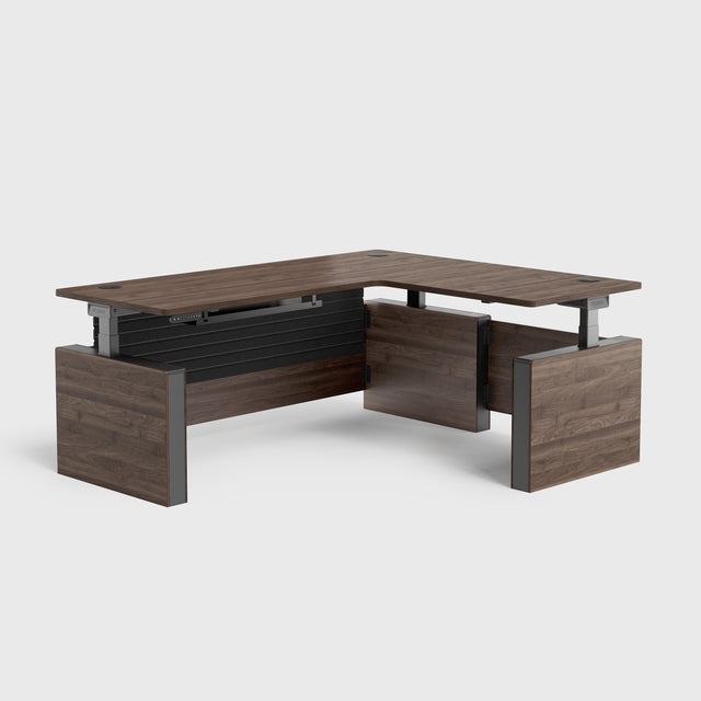 The executive Ergonomic standing desk with Privacy Panels features integrated privacy panels to define your space, reduce distractions, and create a clean, professional appearance.
Ideal for executive offices or shared workspaces, the best standing desk adds visual structure while delivering premium ergonomic benefits, making it a top-tier stand up desk for professionals who demand style and function.