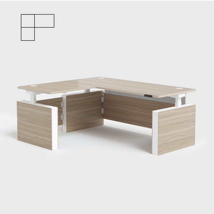 Laminate Light Walnut Vernal Executive Standing Desk Left With Panel-3