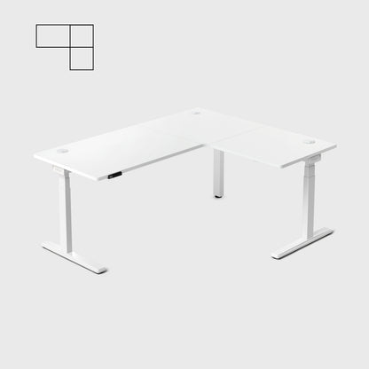 White Core3 L-shape Standing Desk with White Frame Right