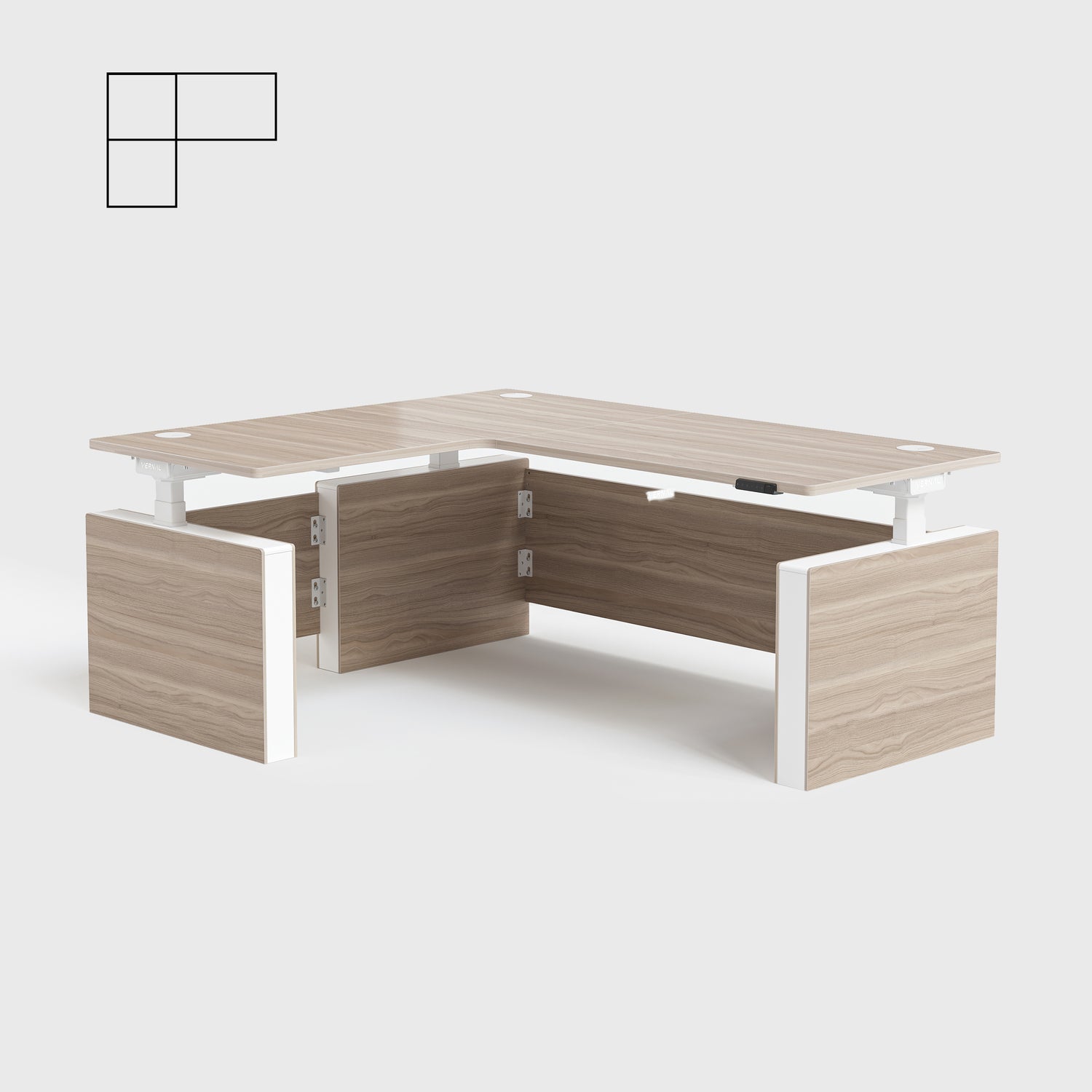 Laminate Light Walnut Vernal Executive Standing Desk Left Without Panel-3