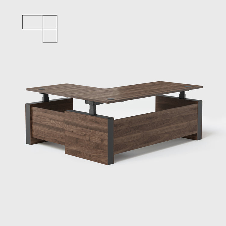 Laminate Walnut Vernal Executive Standing Desk Right Without Panel