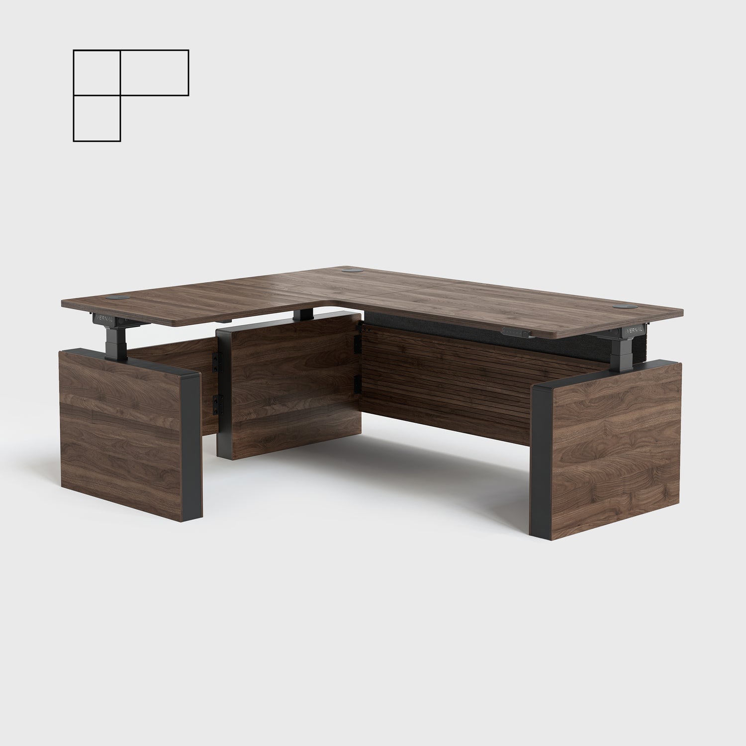 Laminate Walnut Vernal Executive Standing Desk Right With Panel-2