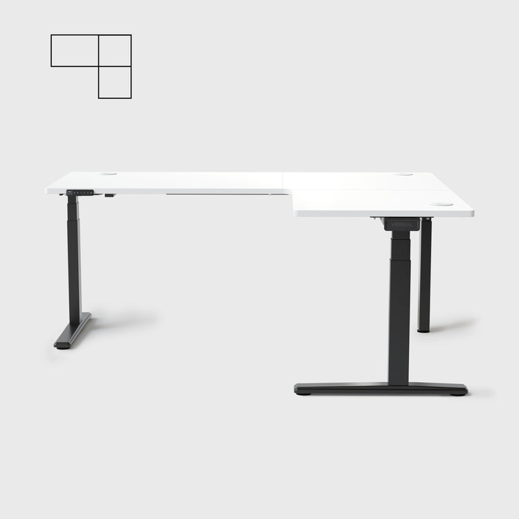White Core3 L-shape Standing Desk with Black Frame Right-2