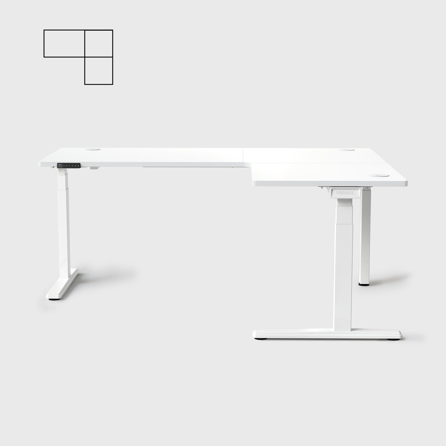 White Core3 L-shape Standing Desk with White Frame Right-2