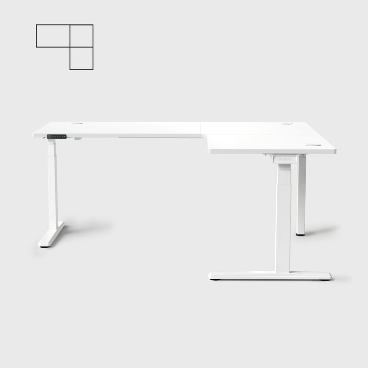 White Core3 L-shape Standing Desk with White Frame Right-2