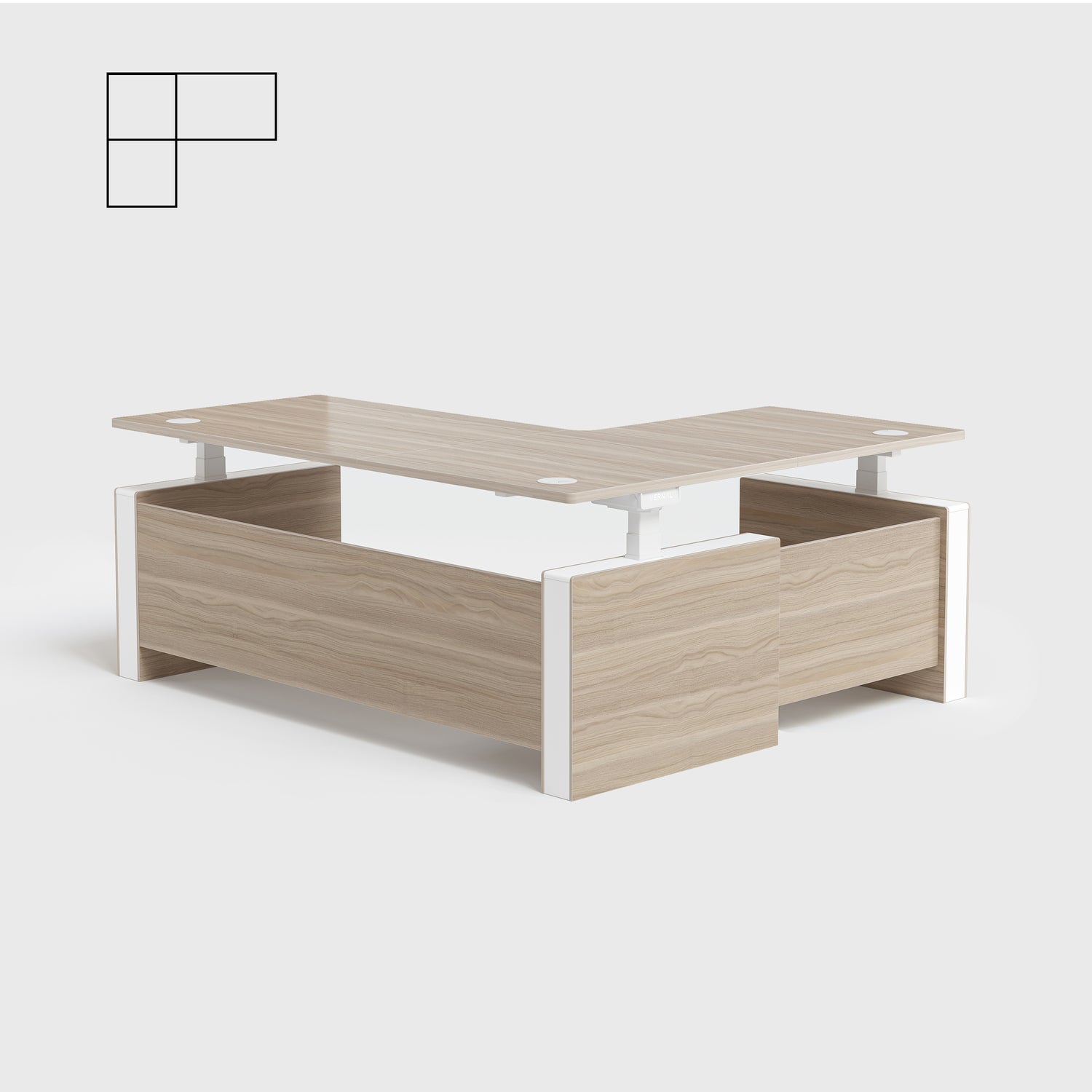 Laminate Light Walnut Vernal Executive Standing Desk Left Without Panel