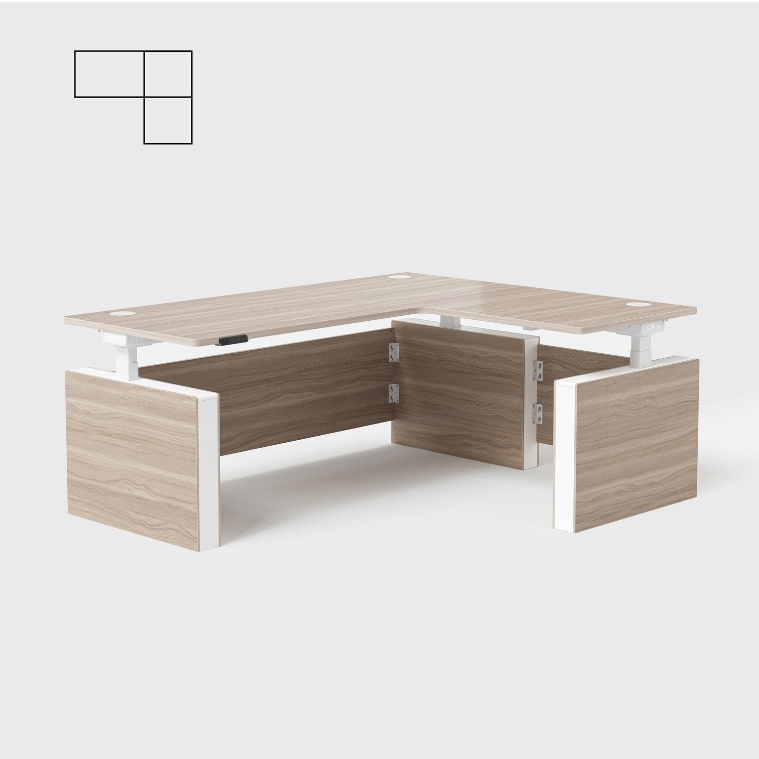 Laminate Light Walnut Vernal Executive Standing Desk Right Without Panel-3