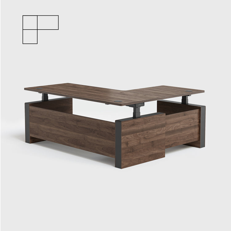 Laminate Walnut Vernal Executive Standing Desk Left Without Panel