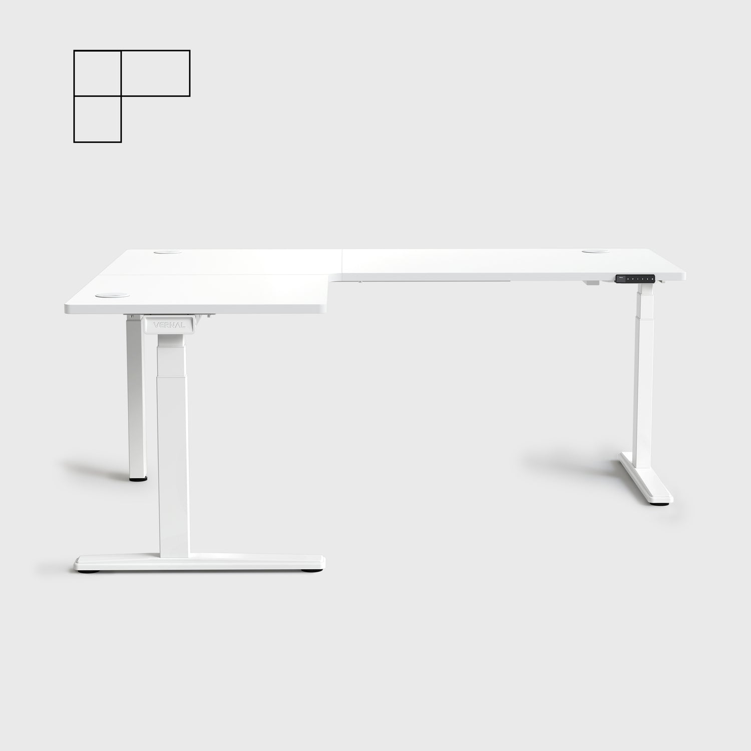 White Core3 L-shape Standing Desk with White Frame Left-2