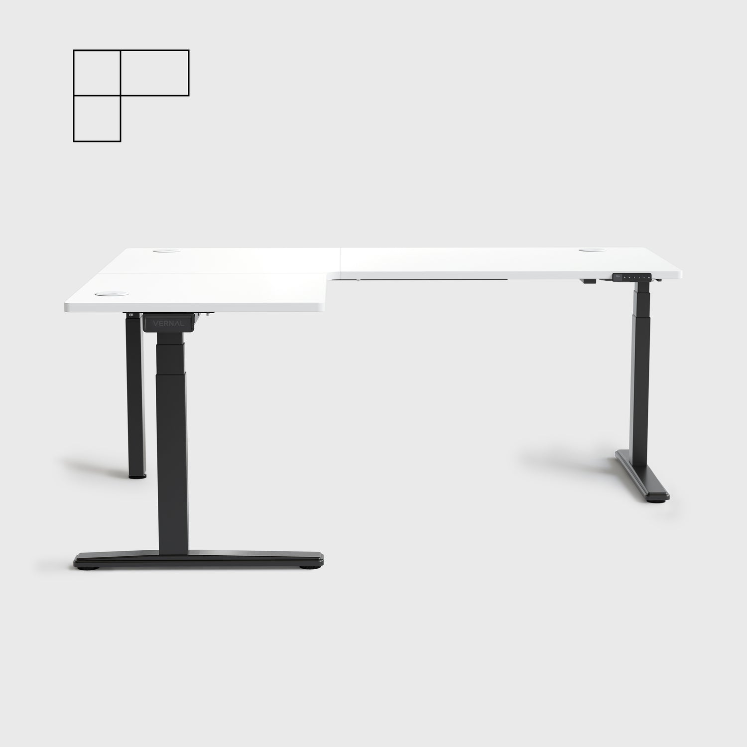 White Core3 L-shape Standing Desk with Black Frame Left-2