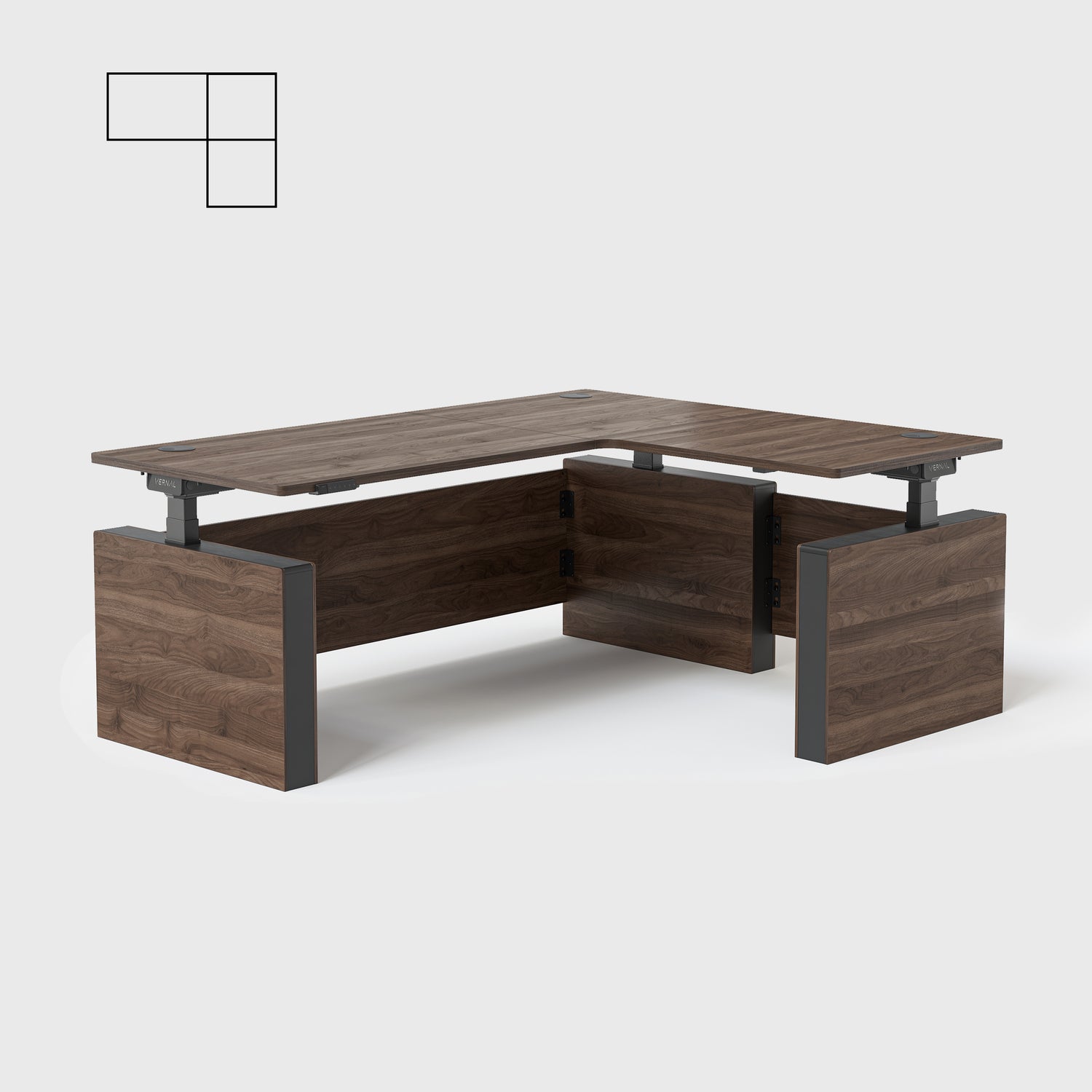 Laminate Walnut Vernal Executive Standing Desk Right Without Panel-2