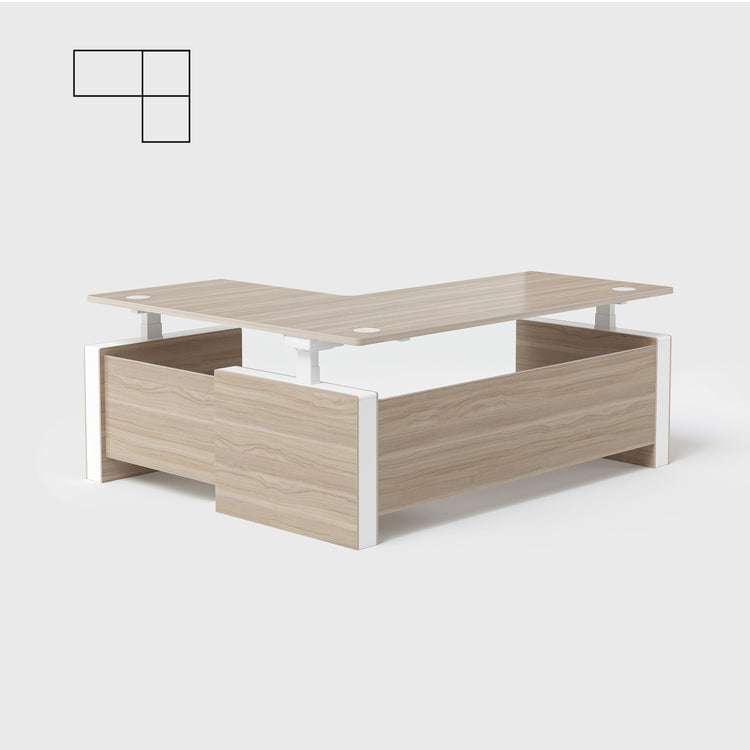 Laminate Light Walnut Vernal Executive Standing Desk Right Without Panel