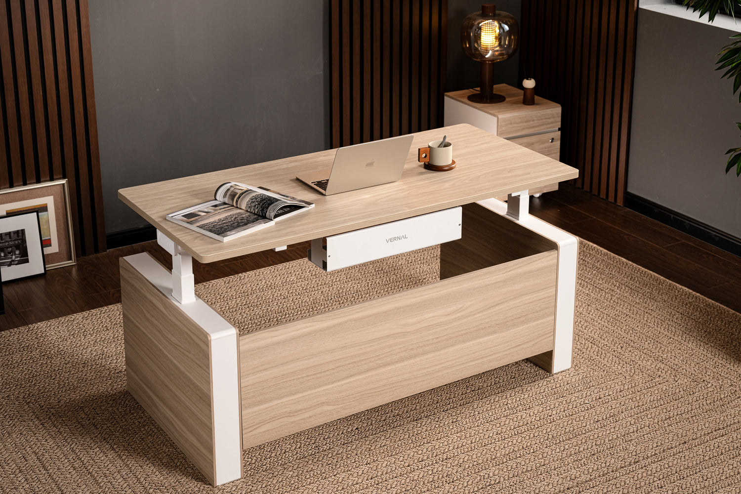 Laminate-light-Walnut Vernal Executive Standing Desk without panel-2