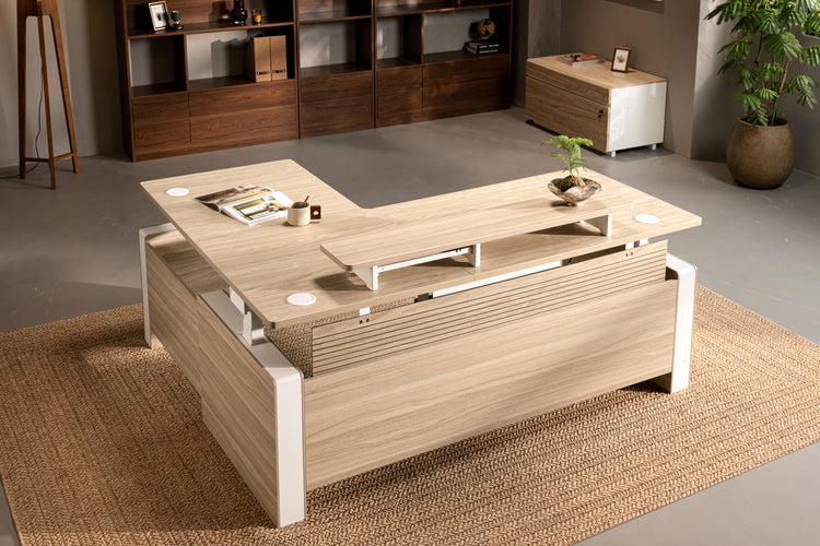 Laminate_Light_Walnut Vernal Executive Standing Desk Right With Panel-8