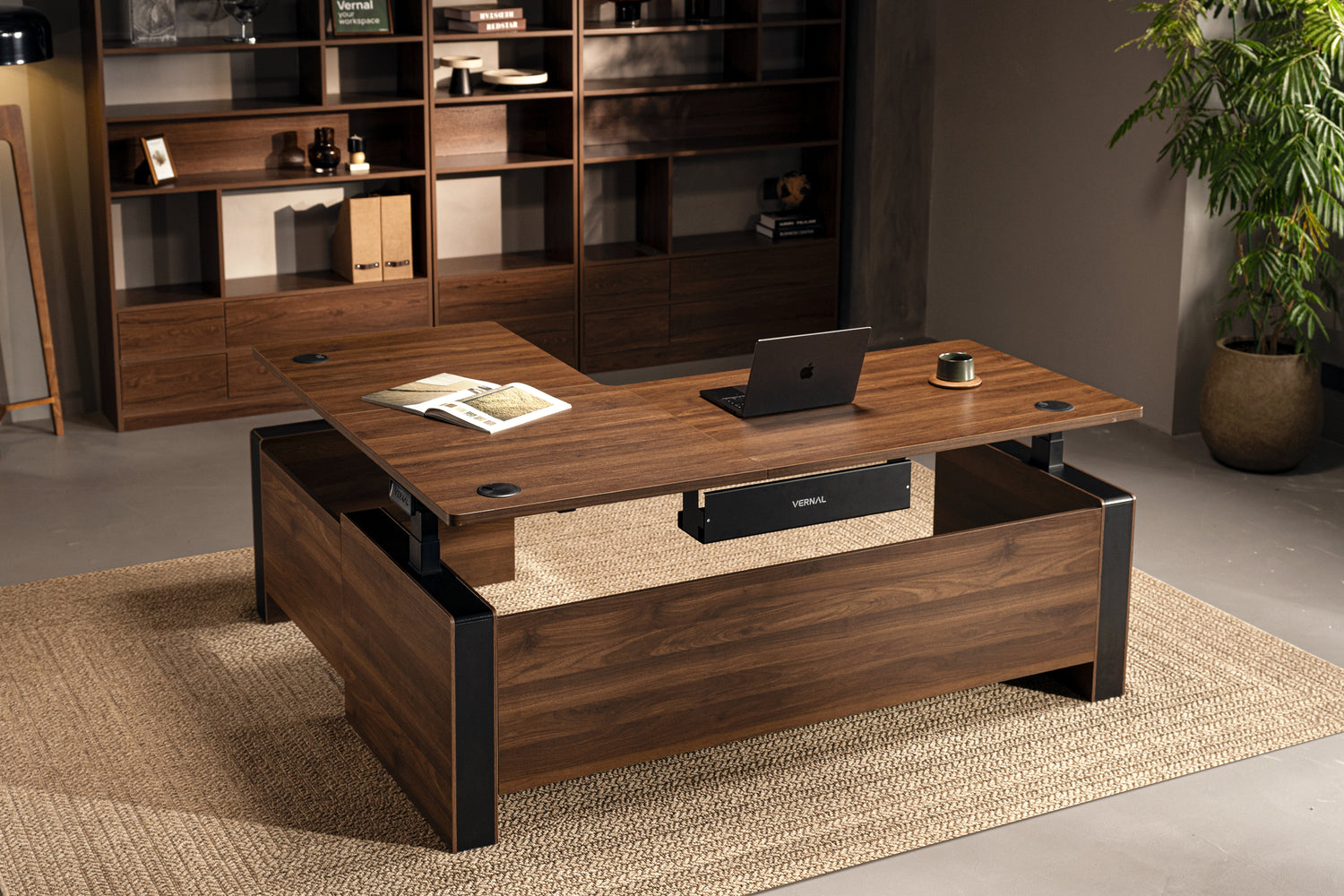 Laminate_Walnut Vernal Executive Standing Desk Right Without Panel-2