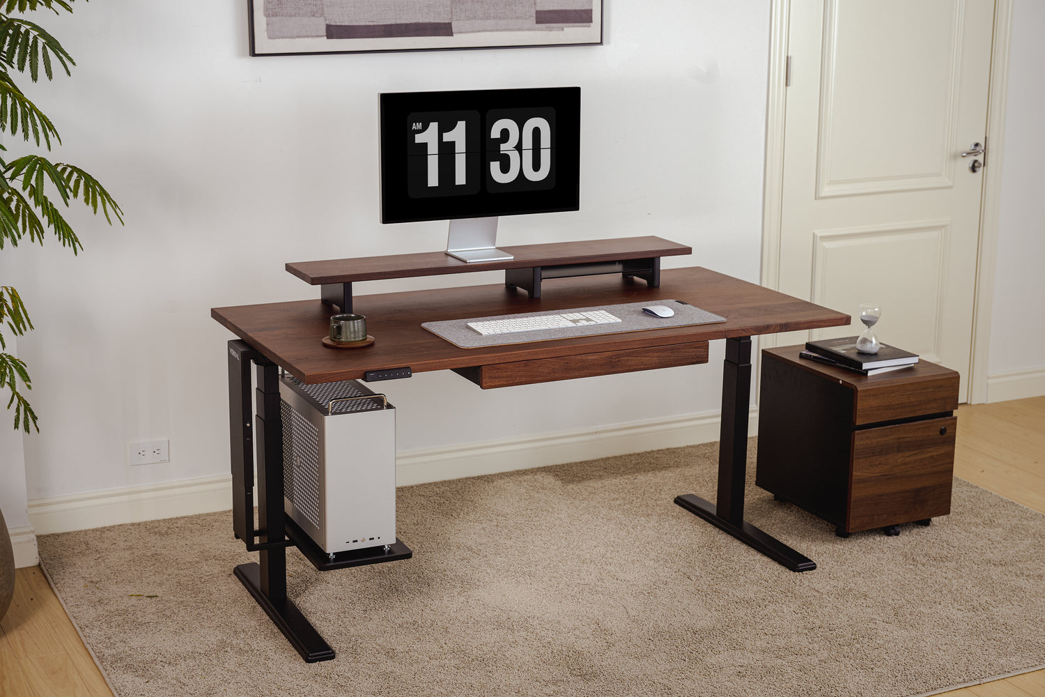 Walnut Vernal Core3 Solid Hardwood Standing Desk Black-2