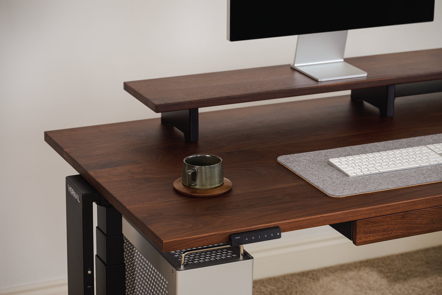 Walnut Vernal Core3 Solid Hardwood Standing Desk Black-4