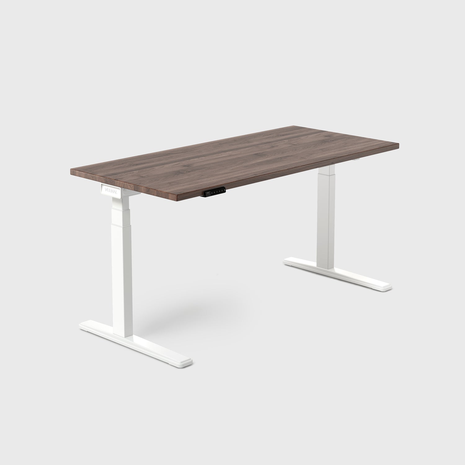 Walnut Vernal Core3 Solid Hardwood Standing Desk White-1