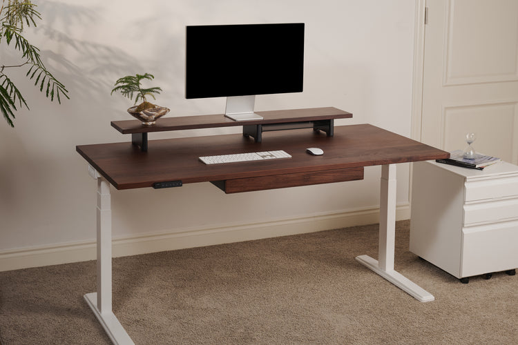 Walnut Vernal Core3 Solid Hardwood Standing Desk White-2