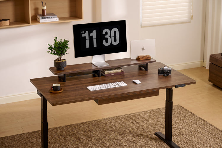 Laminate Walnut Vernal Core3 Standing Desk with Black Frame-1